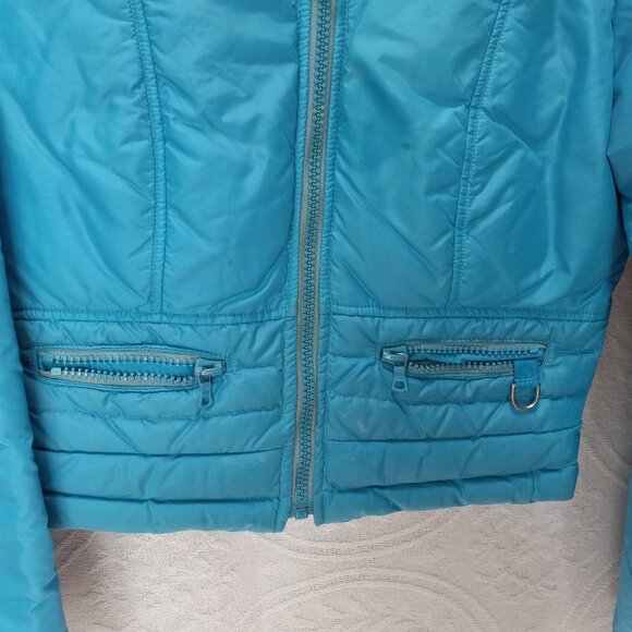 Vintage 80's Puffer Ski Jacket Turquoise HEAD Size S (T-377) - Picture 3 of 9